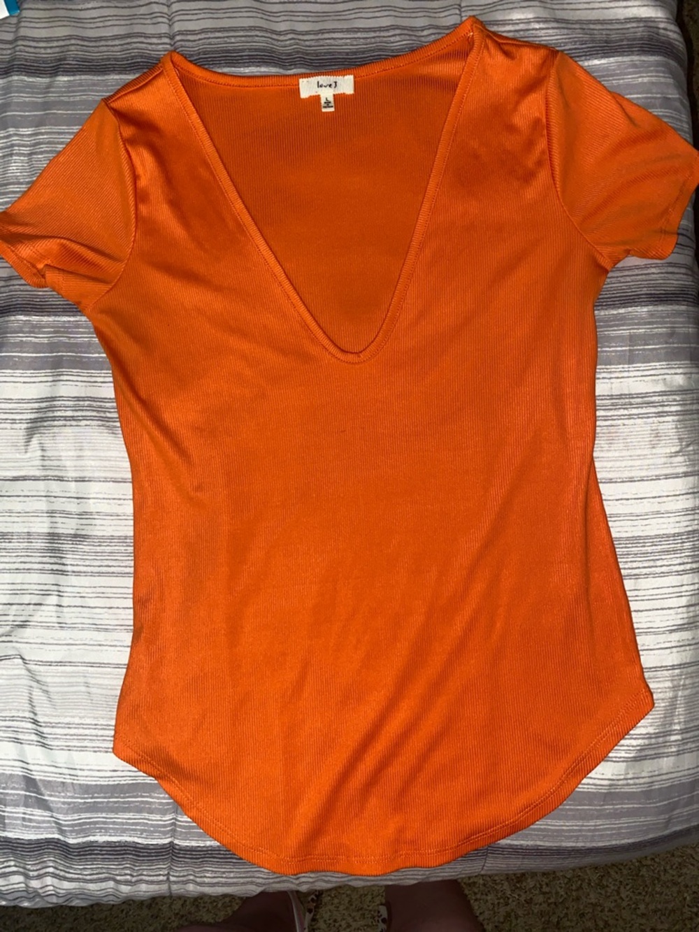 Women’s Pre-Owned Size Large Deep V-Neck Satin / Silk Orange Top